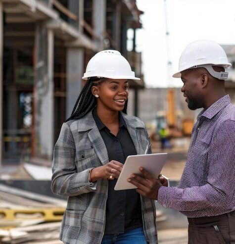 two-entrepeneurs-woman-man-discussing-business-with-ipads-hand-front-building-si_343960-115831